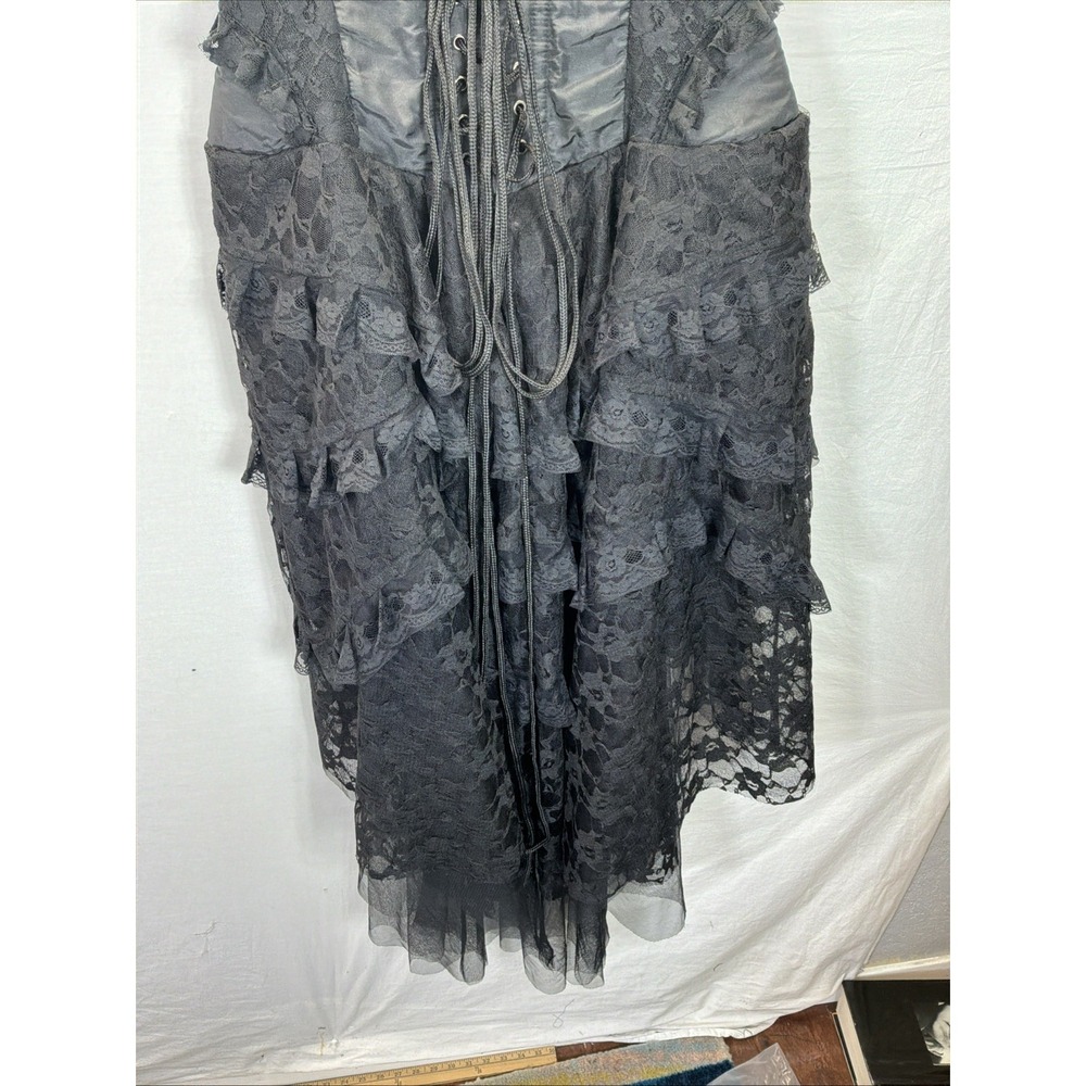 Burleska Gothic Victorian Witchy Cabaret RenFair Black Lace Corset Dress Sz 34 - Picture 7 of 16
